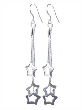 Sterling Silver Plated Dangling Star Hook Earrings