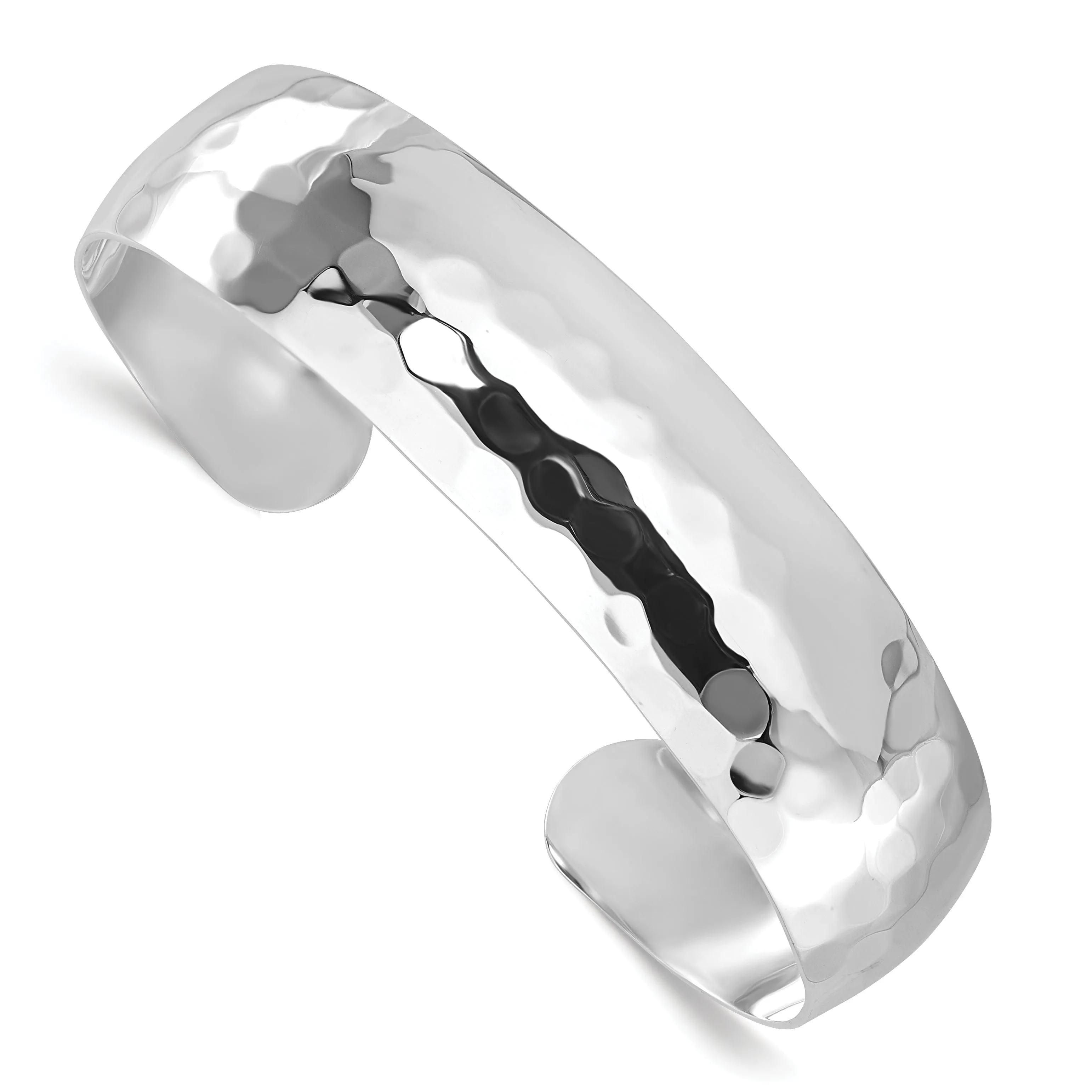 Sterling Silver Polish Hammered Slip-on Bangle