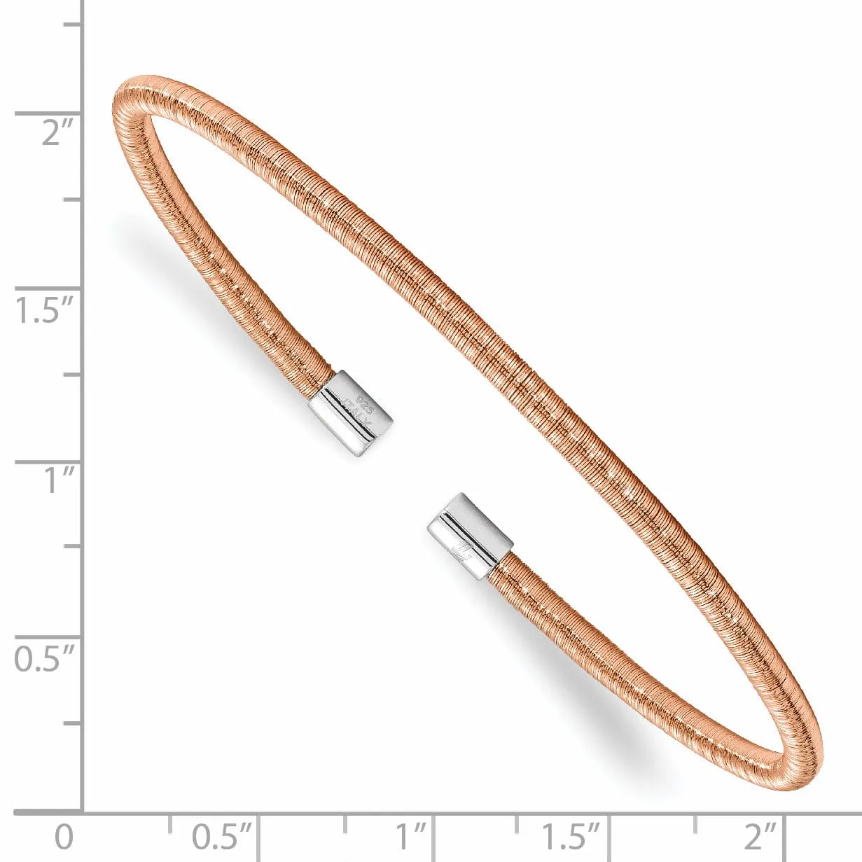 Sterling Silver Rose Gold Cuff Bangle