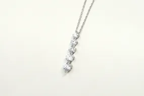 Stunning Vintage 5 Stone Simulated Diamond Sterling Silver Necklace 18" -