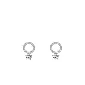 Stylish S925 Sterling Silver OL Stud Earrings with Micro-inlaid Zircon