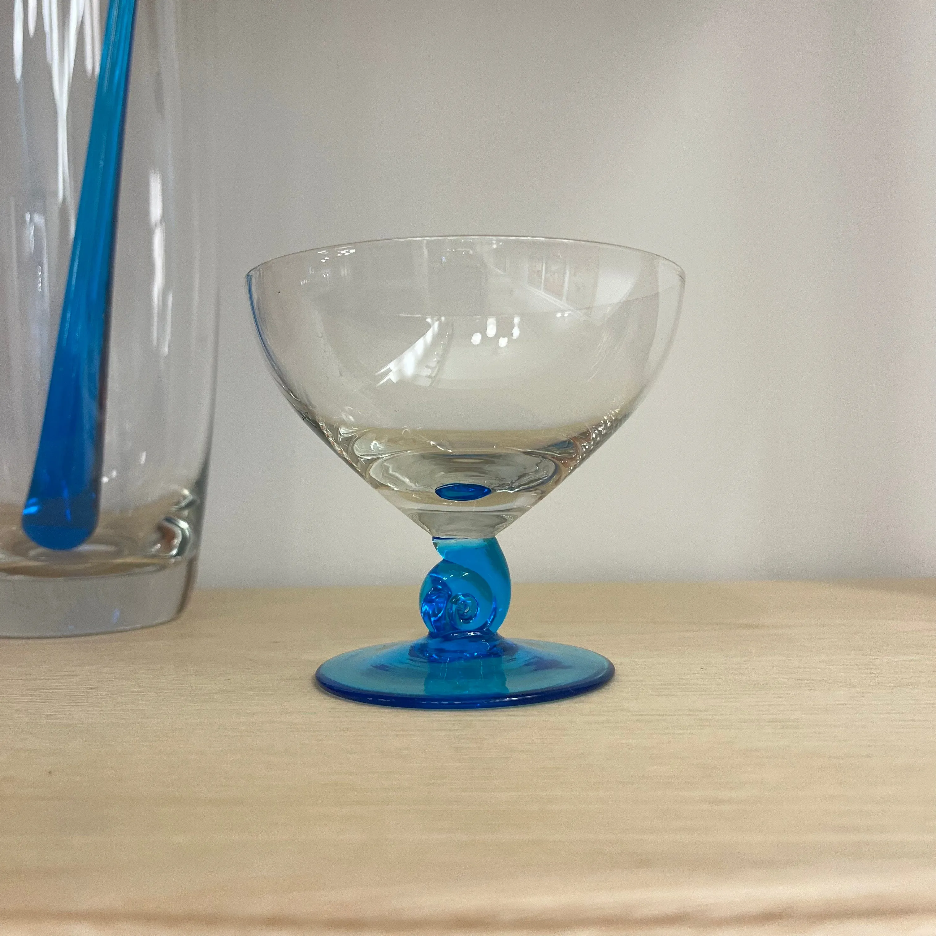 Teal Blue Swirl Pitcher & Glasses (Set of 7)