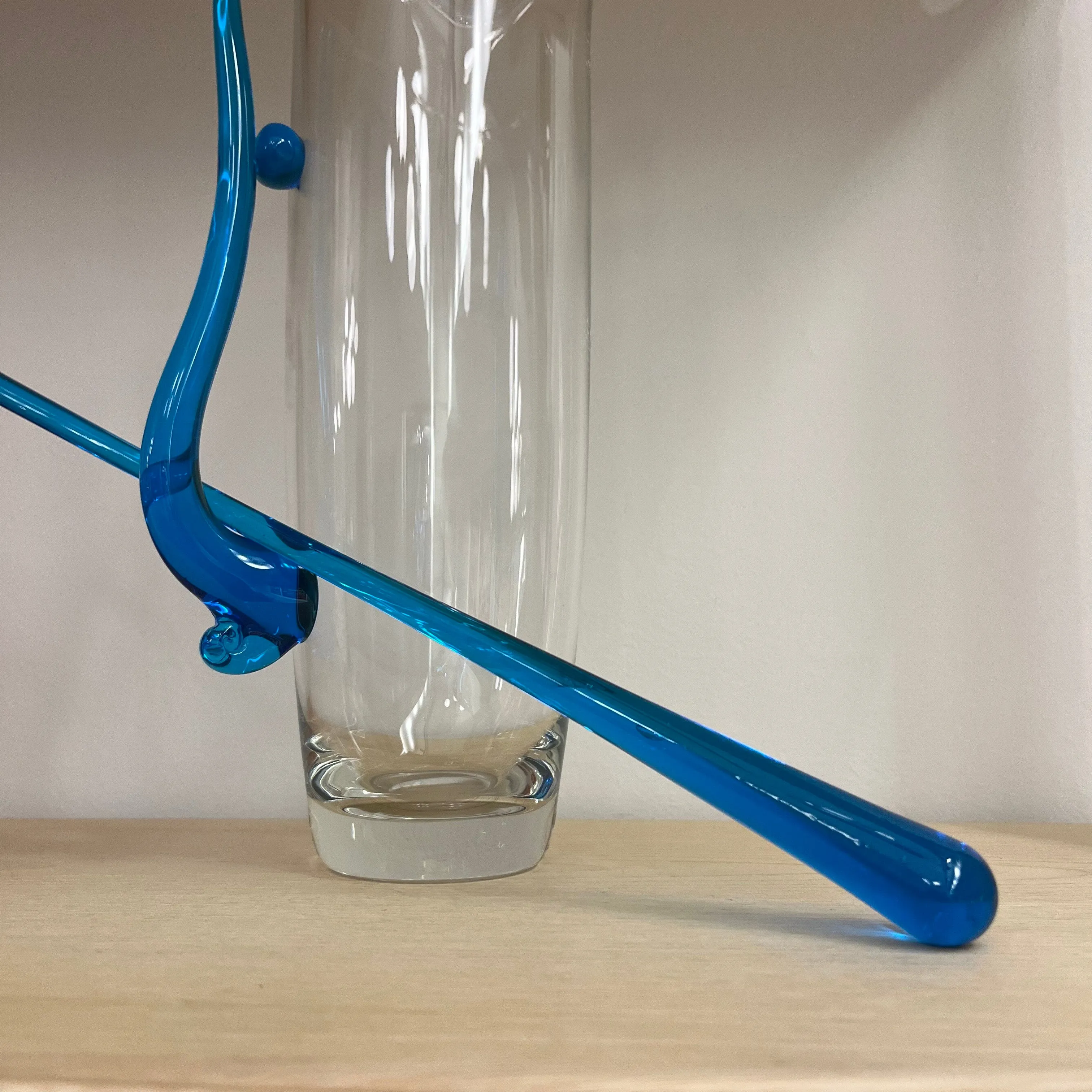 Teal Blue Swirl Pitcher & Glasses (Set of 7)