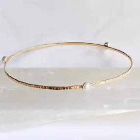 Textured pearl bangle -14kt gf