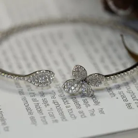 THIALH - Nature - Silver Cubic Zirconia Flower Bangle
