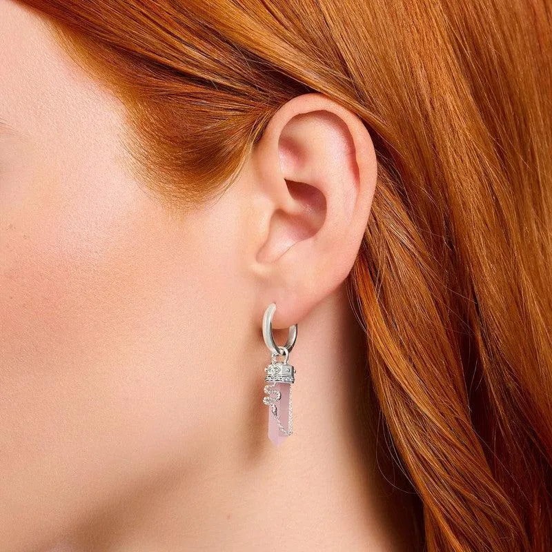 Thomas Sabo Silver Hexagonal Hoop Earring with Rose Quartz