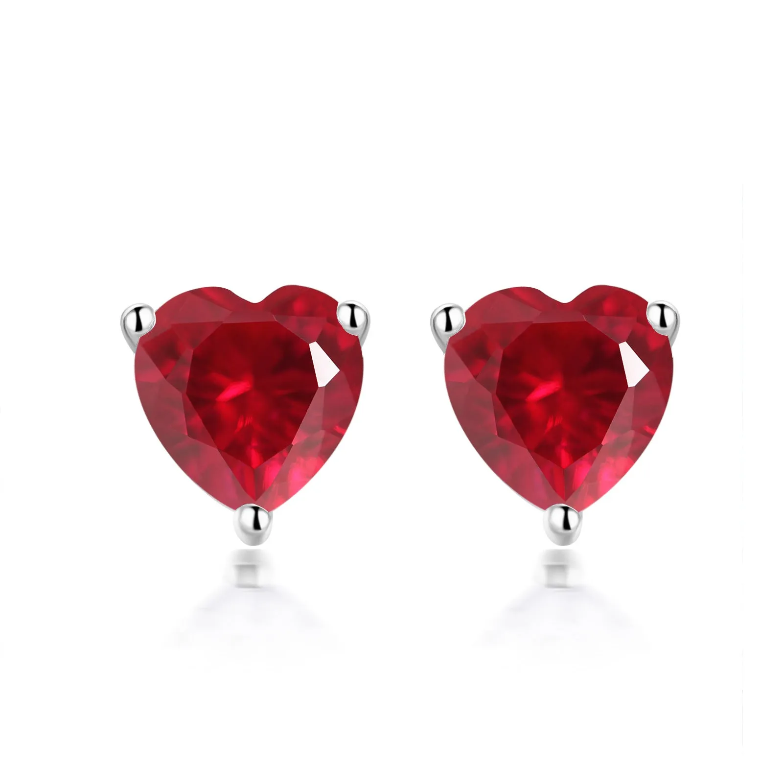 Three Prongs Heart Zircon Silver Studs Earrings for Women