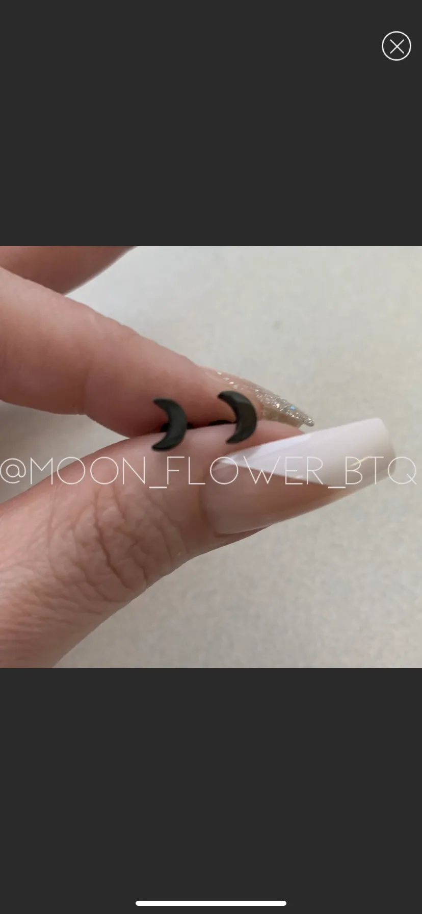 Tiny Black Moon Earrings