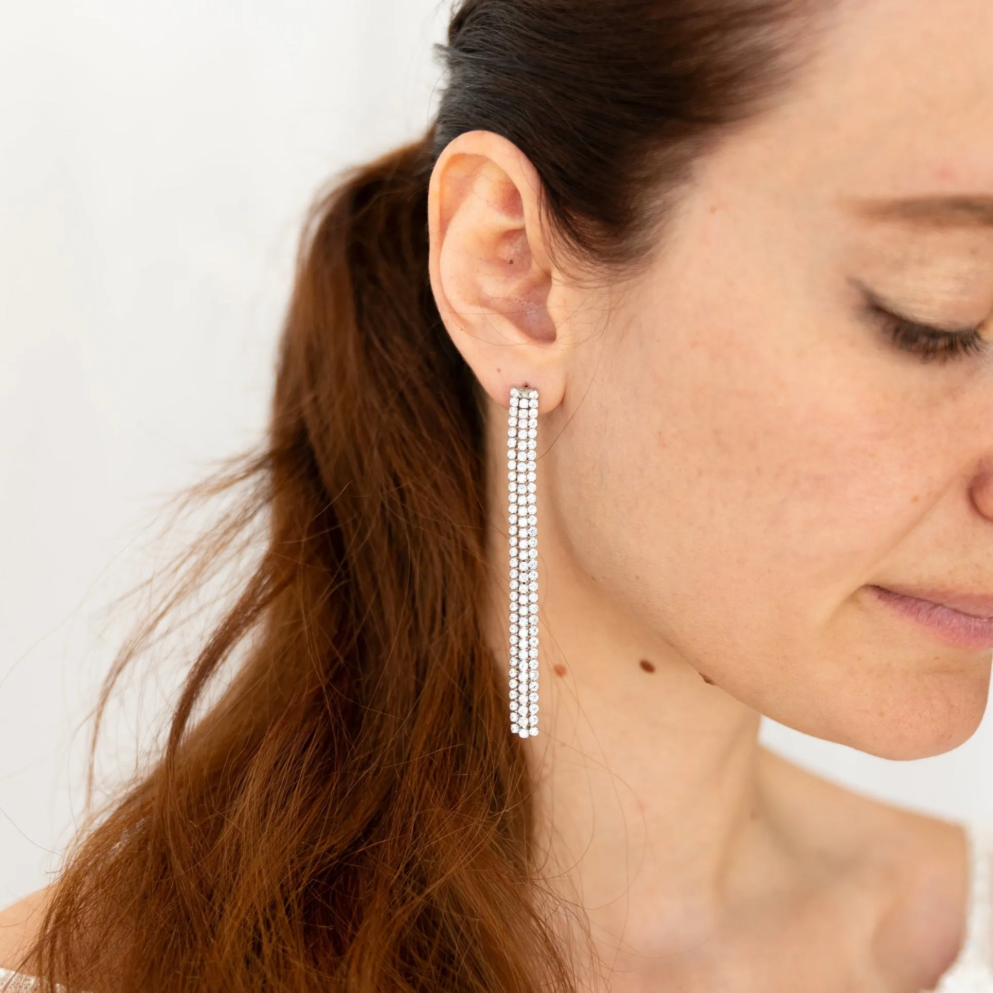 Triple Strand Diamond Earrings