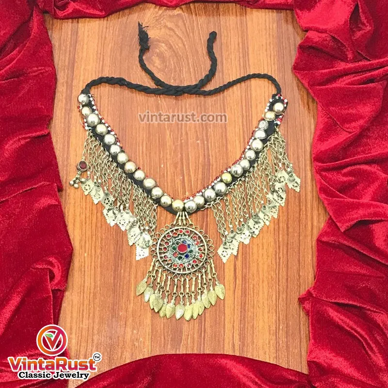 Turkman Necklace With Long Dangling Tassels