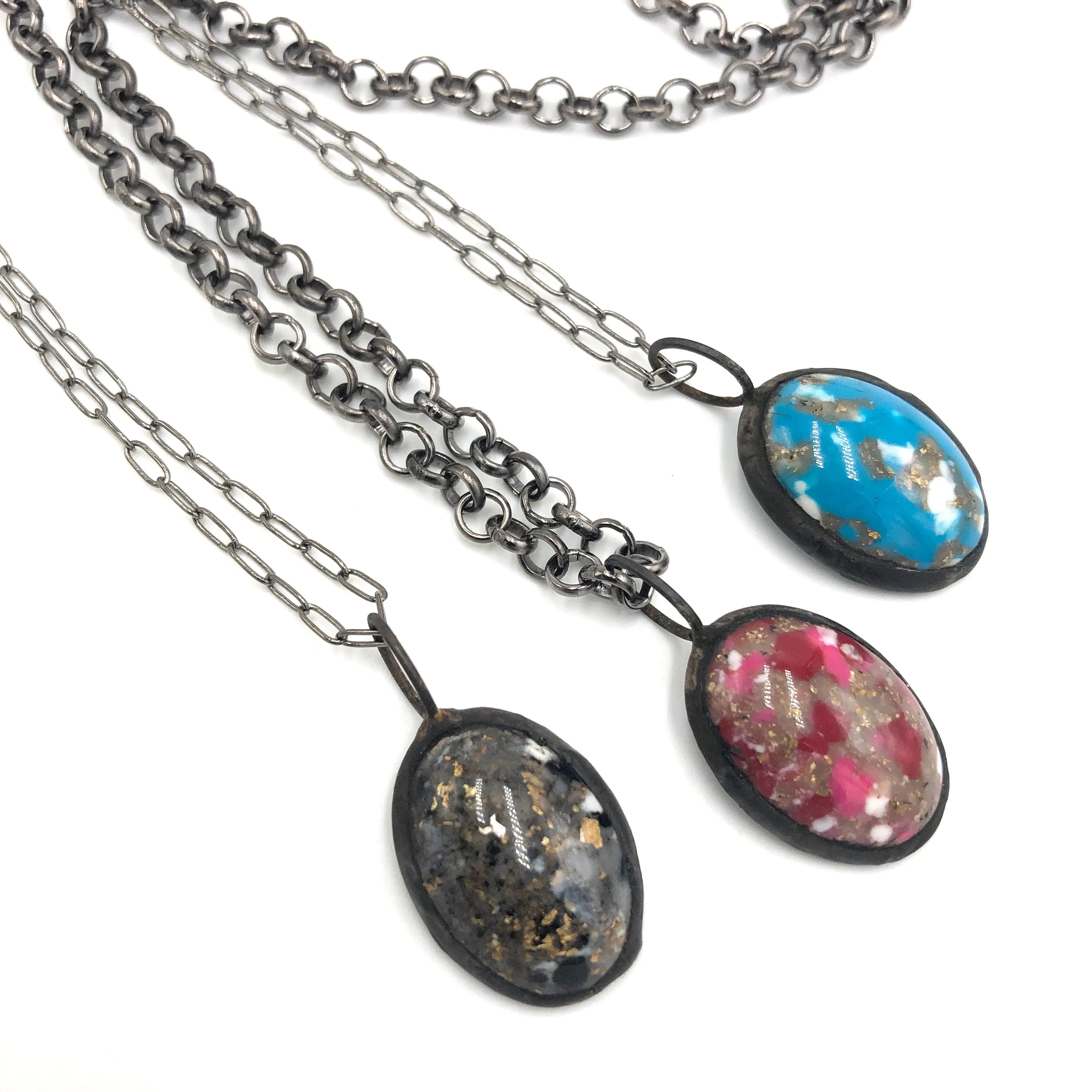 Turquoise Mosaic Oval Layering Necklace  - PREORDER