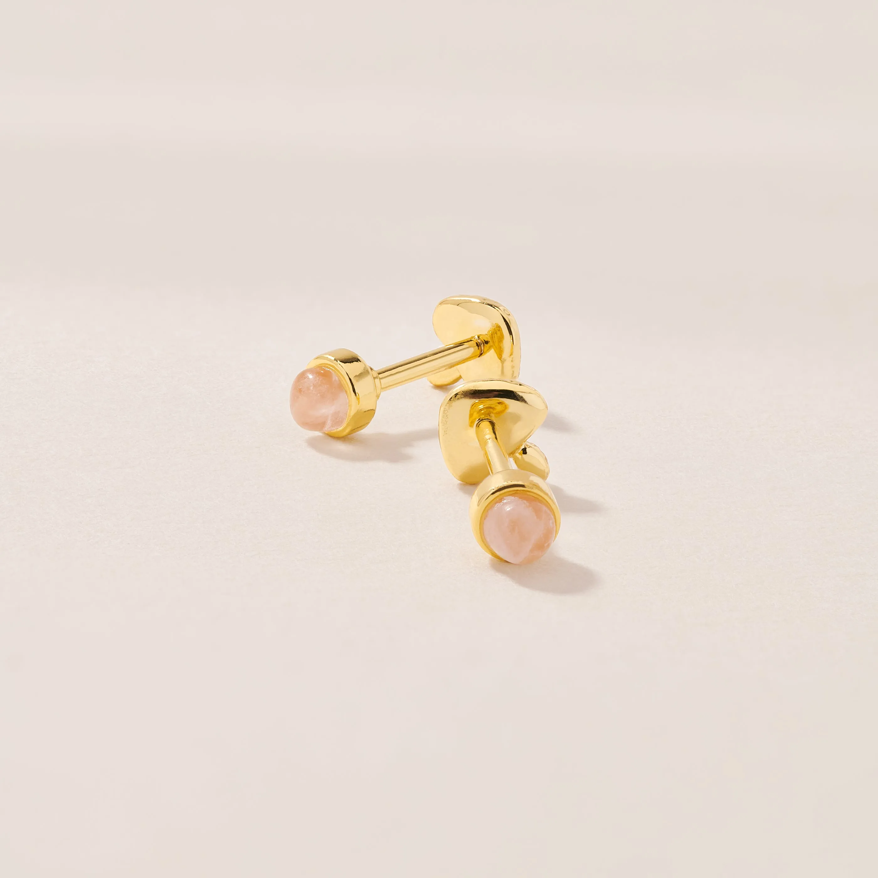 Twin Flame Studs Mushroom / Rose Quartz