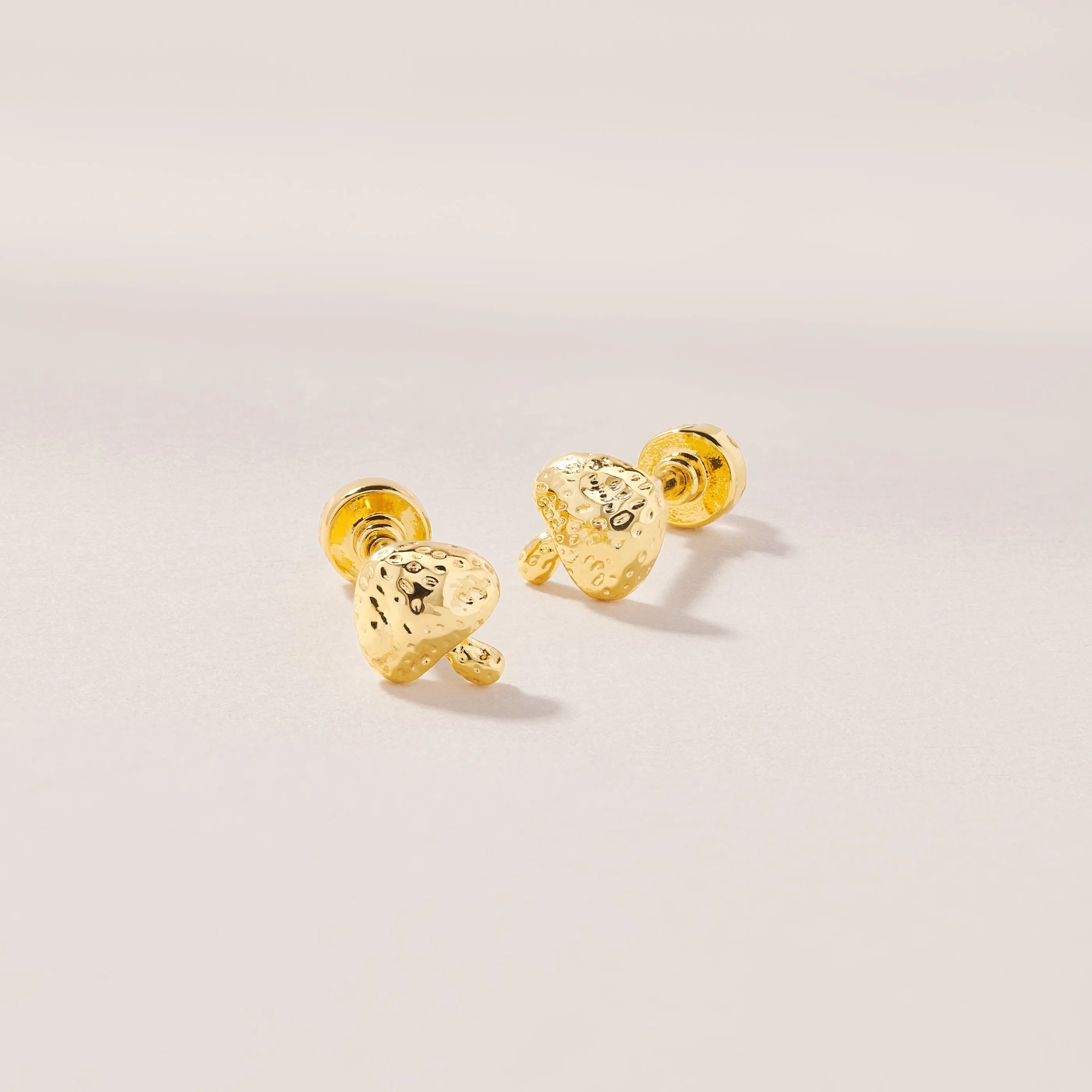 Twin Flame Studs Mushroom / Rose Quartz