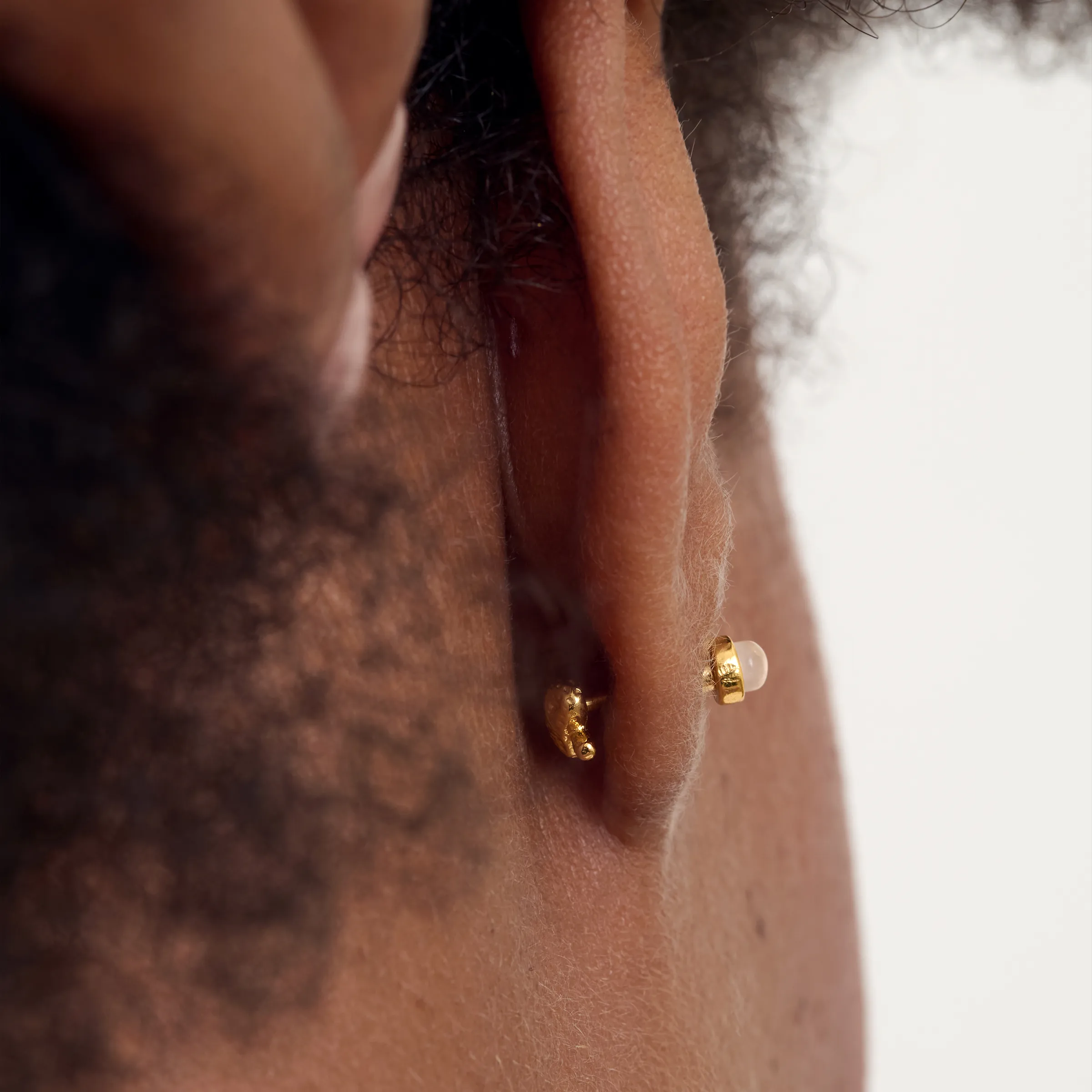 Twin Flame Studs Mushroom / Rose Quartz