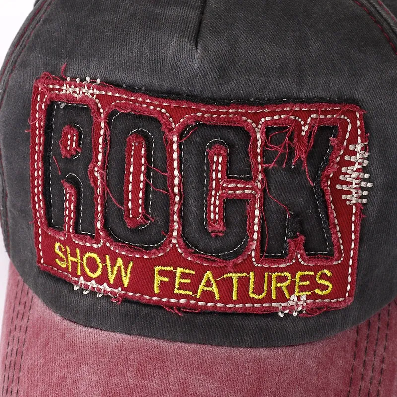 Unisex Washed Cotton Retro Cap 3D ROCK Patch Embroidered Baseball Cap Men Women Casual Adjustable Outdoor Trucker Hats Gorra