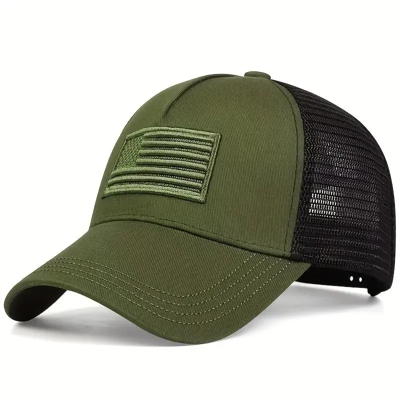 USA Flag Mesh Baseball Cap Summer Breathable Hat Men Women Tactical Hats Unisex Hip Hop Caps Outdoor Sport Trucker Hats