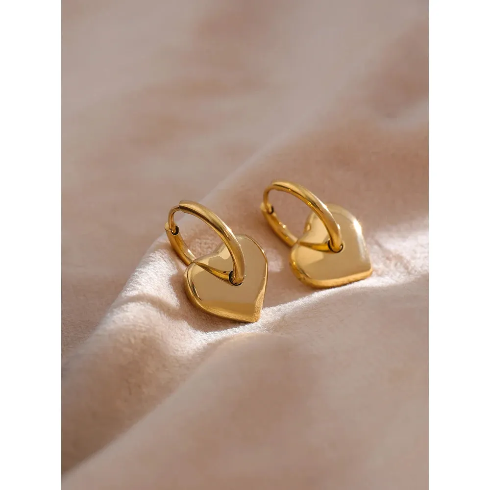 VAIGE Elegant Gold and Silver Heart Dangle Huggie Hoop Earrings
