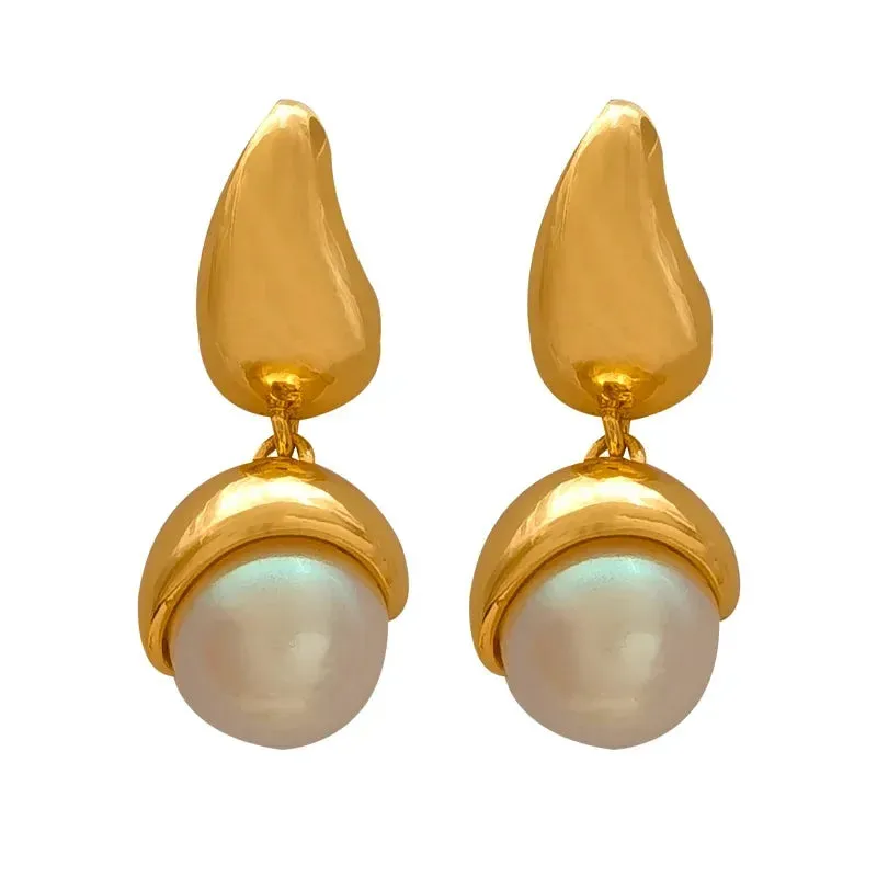 VAIGE Golden Pearl Elegance Dangle Earrings