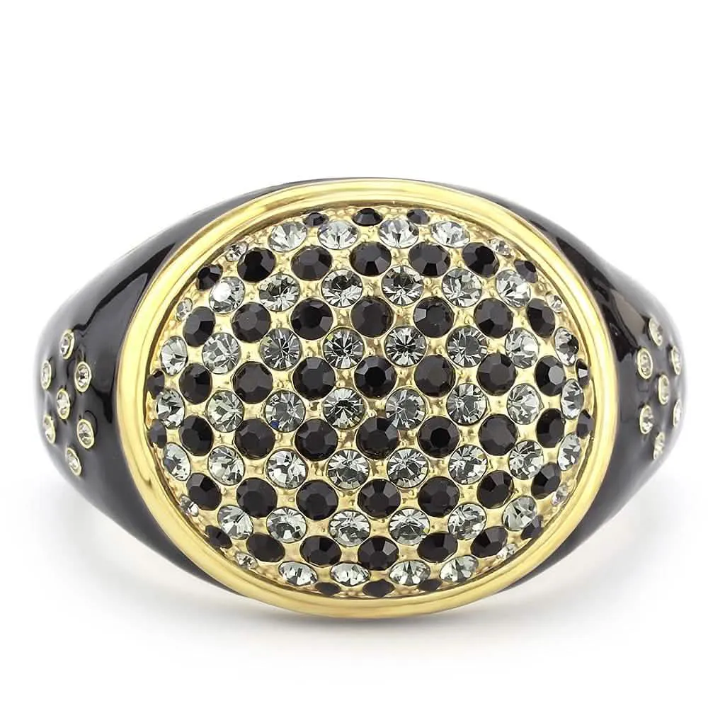 Vibrant Multi-Hued Crystal Brass Bangle - LO4352