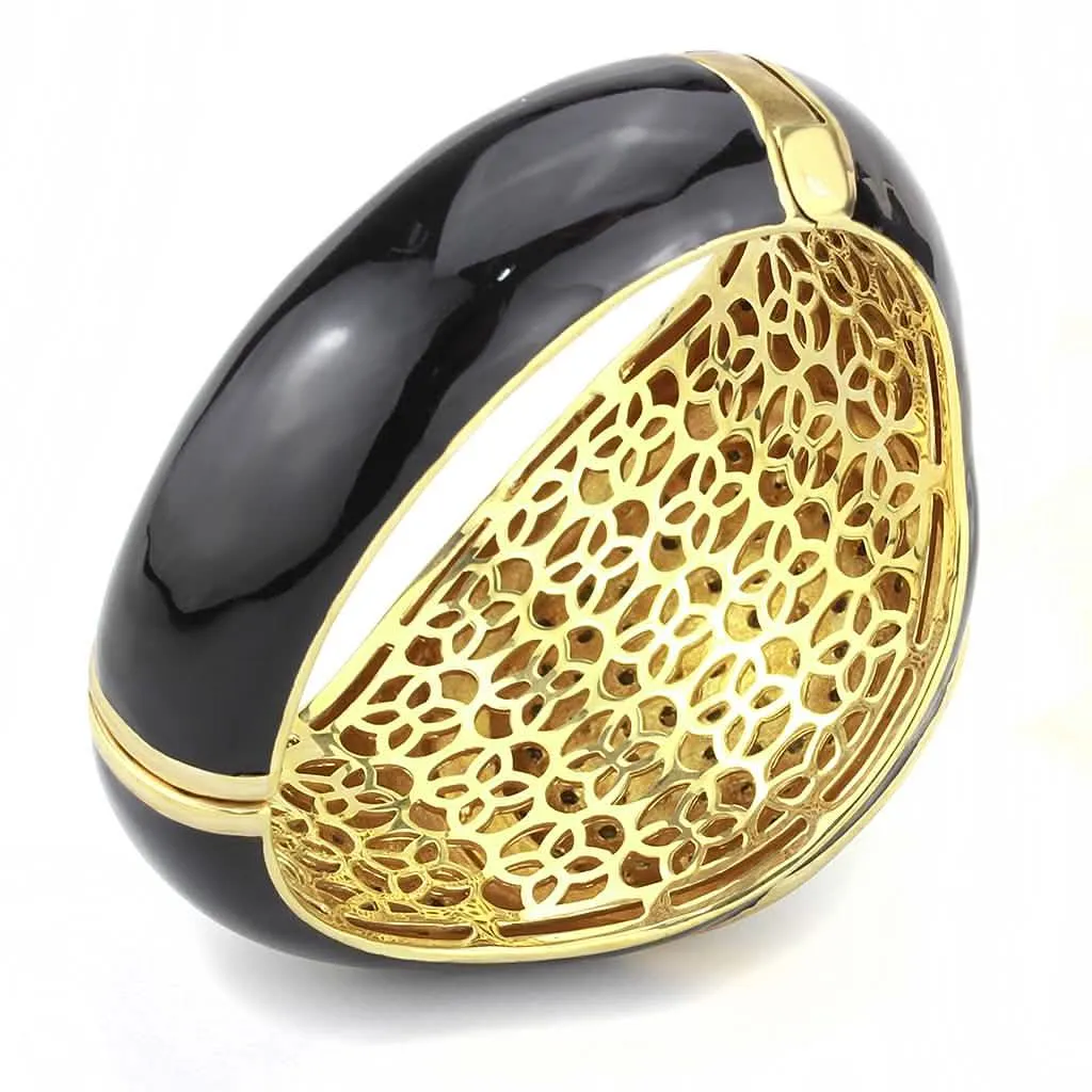 Vibrant Multi-Hued Crystal Brass Bangle - LO4352