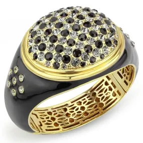 Vibrant Multi-Hued Crystal Brass Bangle - LO4352