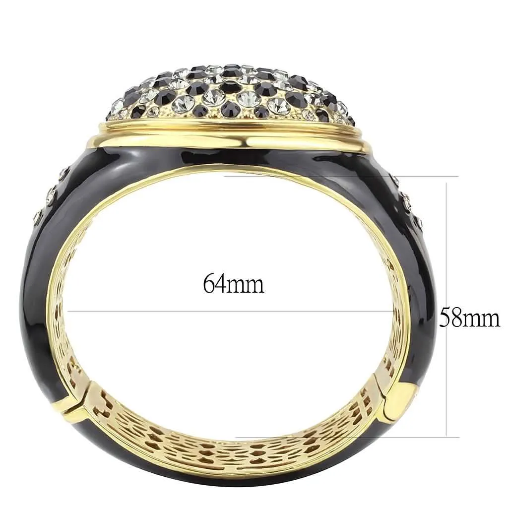 Vibrant Multi-Hued Crystal Brass Bangle - LO4352
