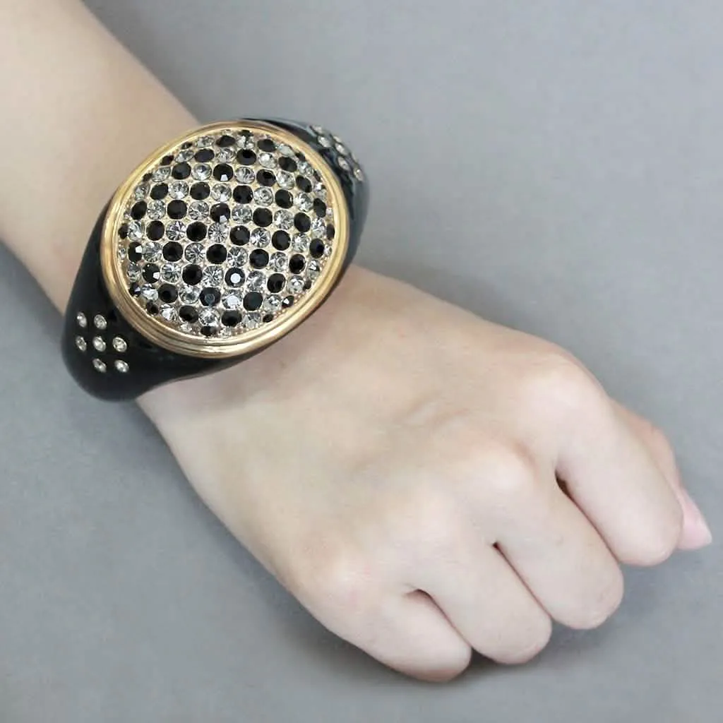 Vibrant Multi-Hued Crystal Brass Bangle - LO4352