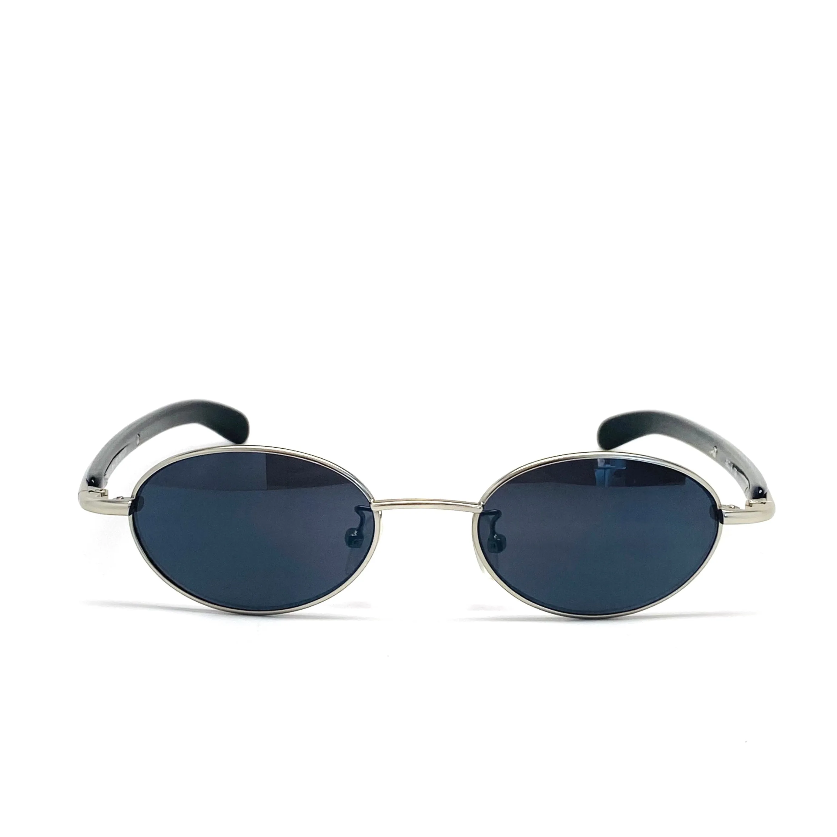 Vintage 90s Small Size Narrow Frame Wraparound  Sunglasses - Silver