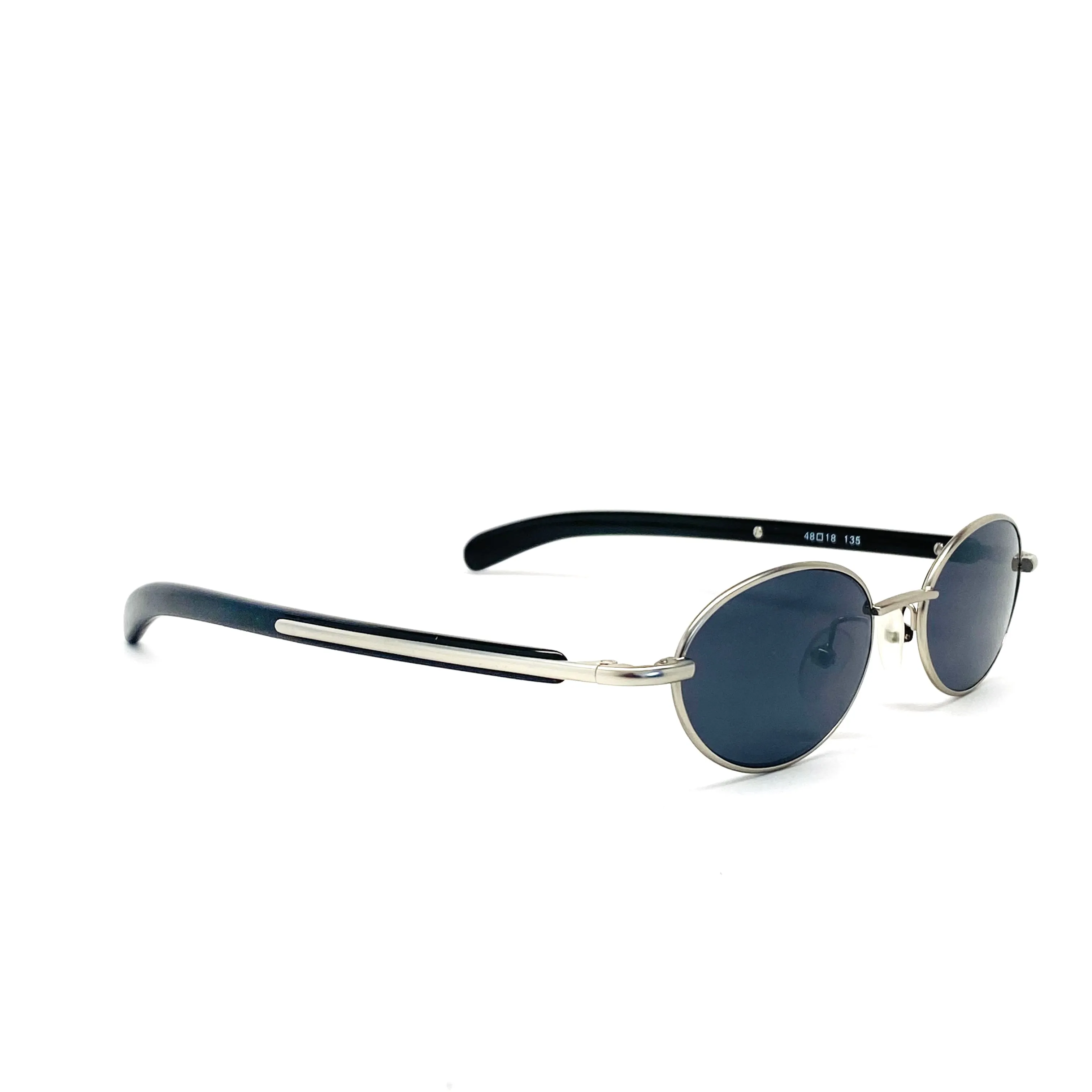 Vintage 90s Small Size Narrow Frame Wraparound  Sunglasses - Silver