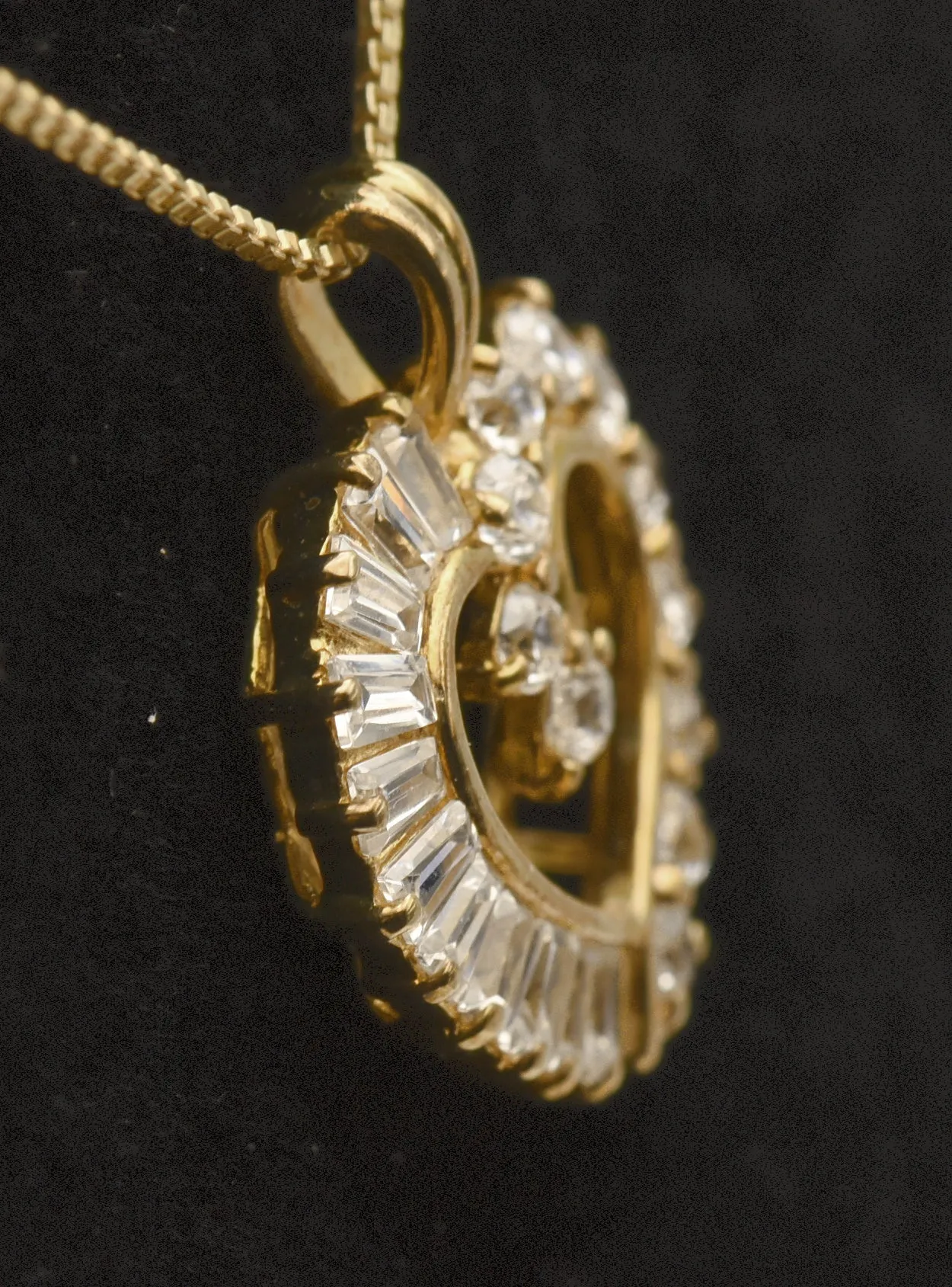 Vintage Cubic Zirconia Vermeil Heart Pendant on Gold Tone Chain Necklace - 18"