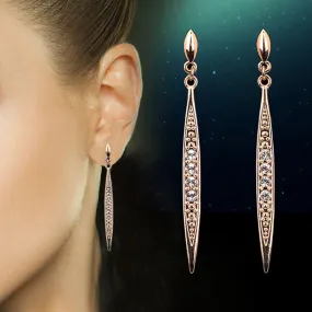Vintage CZ Diamond Stud Earrings Rose/White Gold Plated Fashion Crystal Wedding Jewelry For Women Brincos