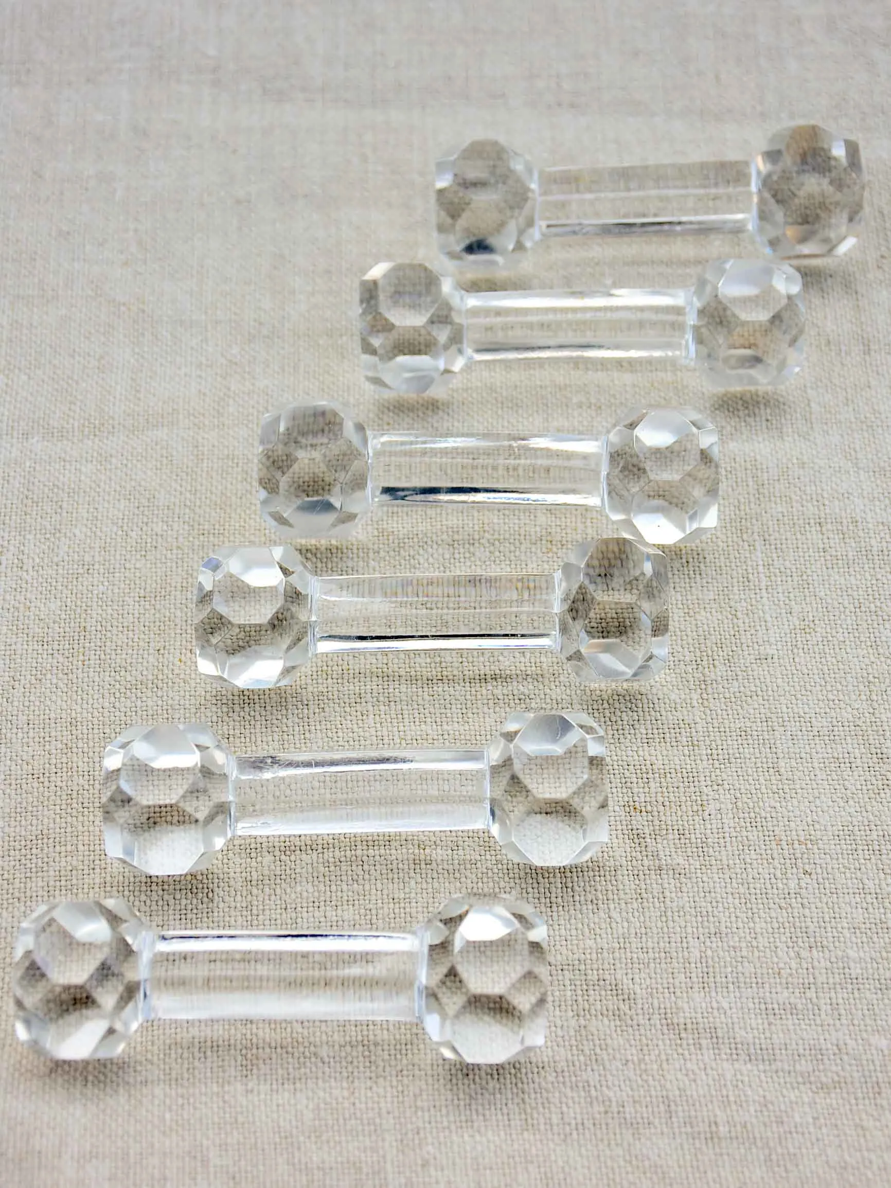 Vintage French crystal set of wine glasses, carafe and knife rests