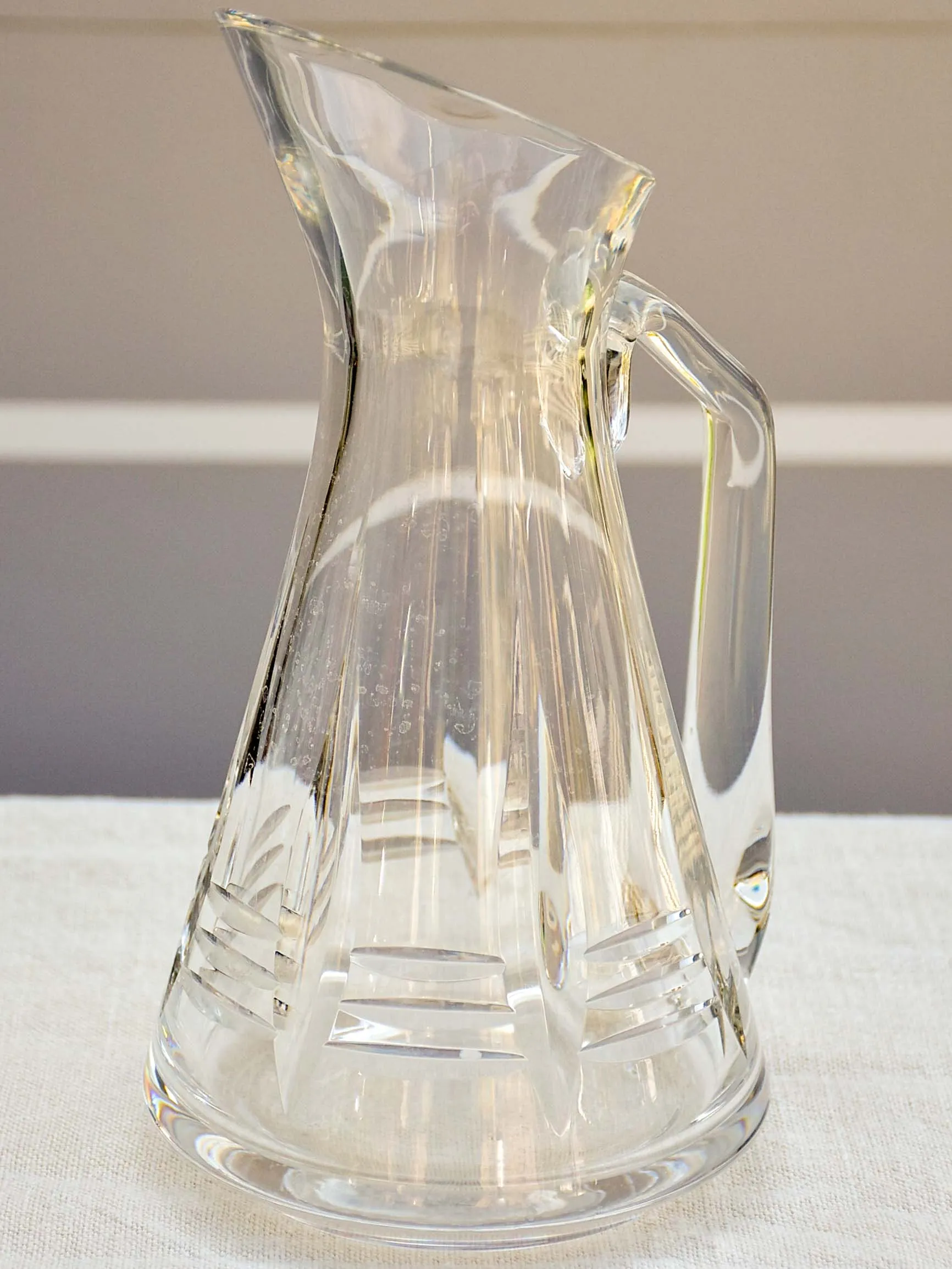 Vintage French crystal set of wine glasses, carafe and knife rests