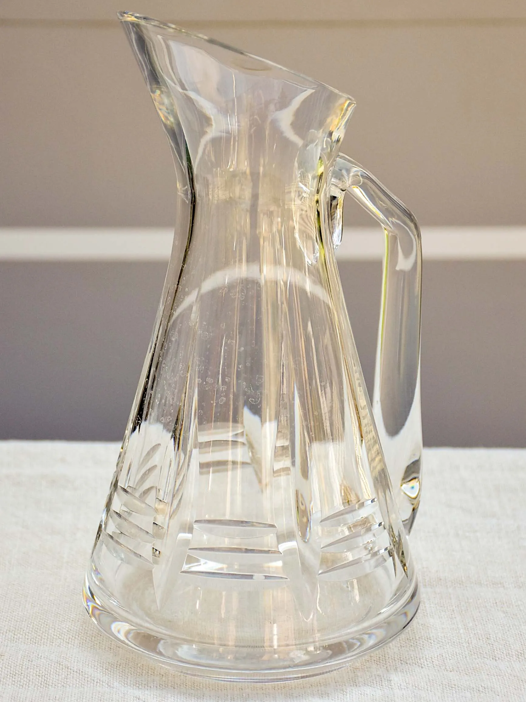 Vintage French crystal set of wine glasses, carafe and knife rests