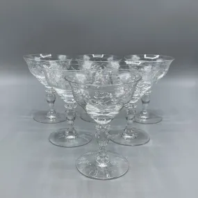 Vintage Hawkes “Sylvia” Cut Crystal Coupe Glasses Set/6 /hg
