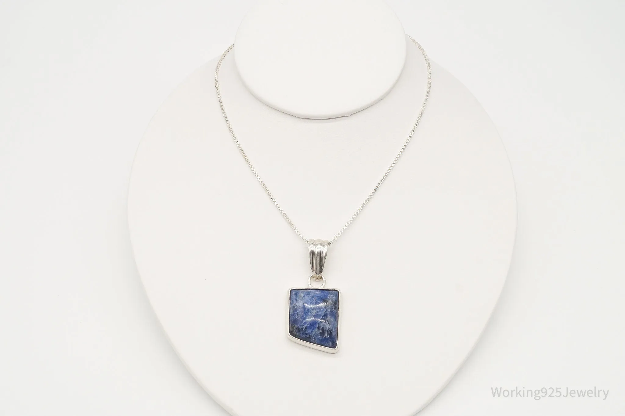 Vintage Large Sodalite Sterling Silver Necklace