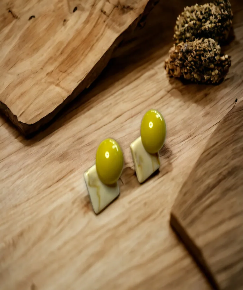 Vintage Resin Stud Earrings Geometric