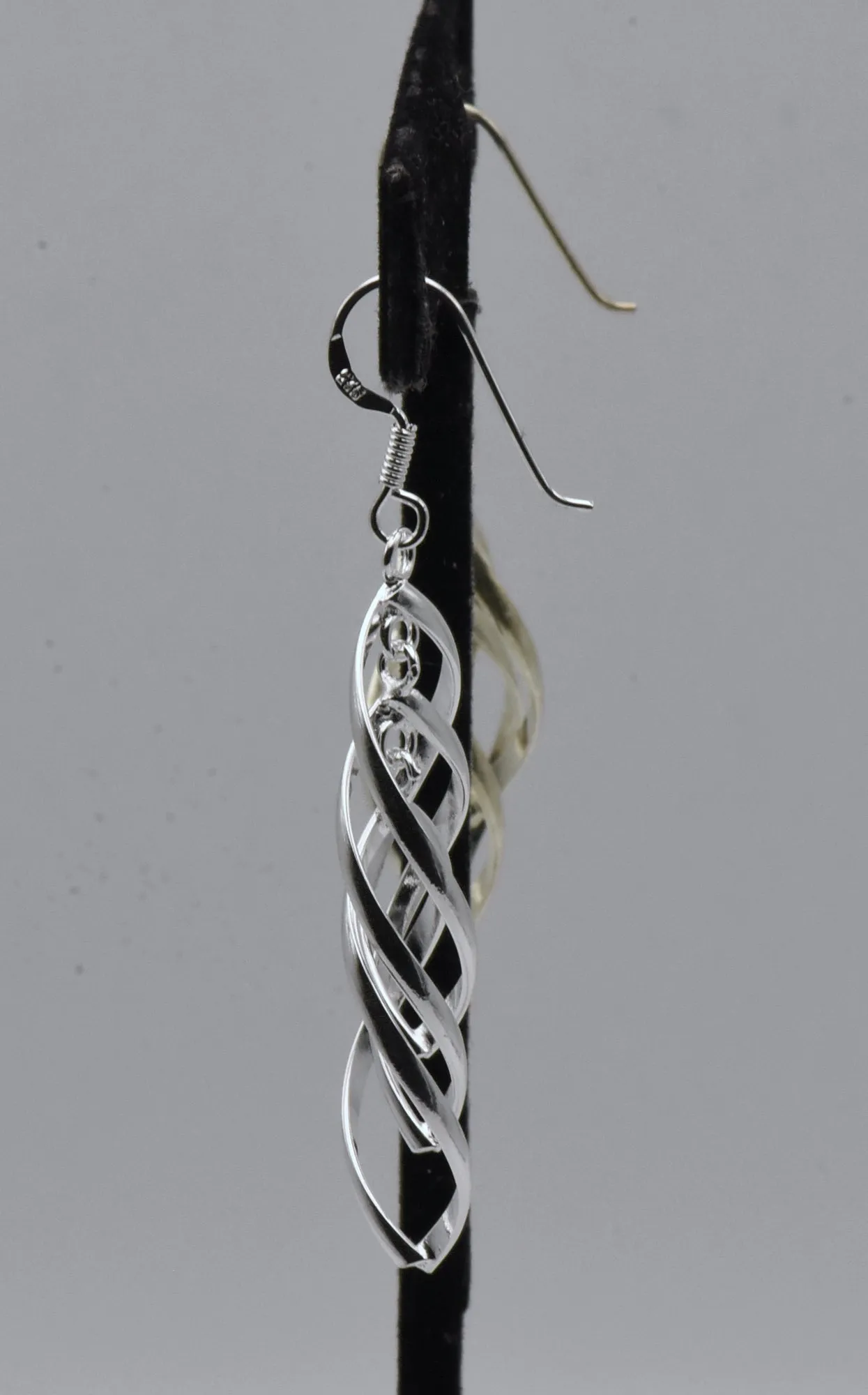 Vintage Sterling Silver Flat Spiral Dangle Earrings Mismatched Pair