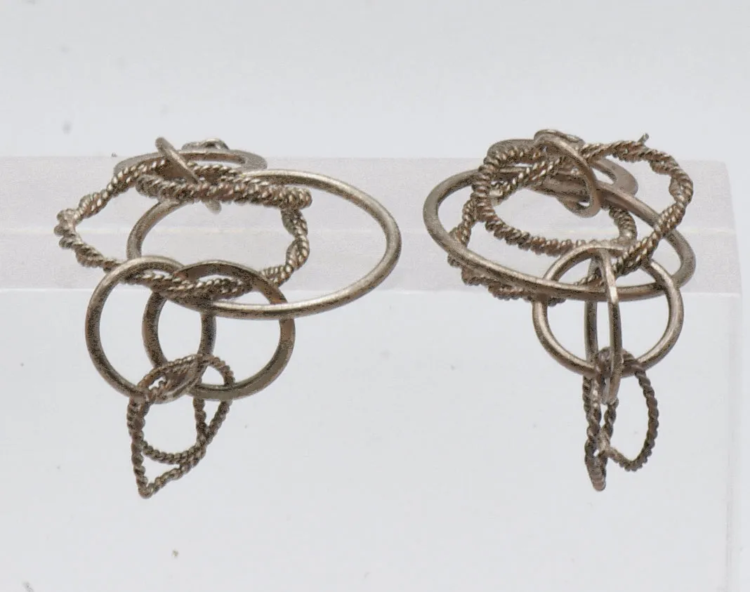 Vintage Sterling Silver Fun Eclectic Dangle Earrings