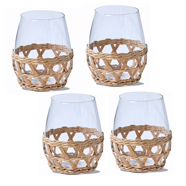 Vintage Tropics Cattail Straw Barware