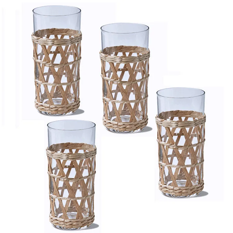 Vintage Tropics Cattail Straw Barware