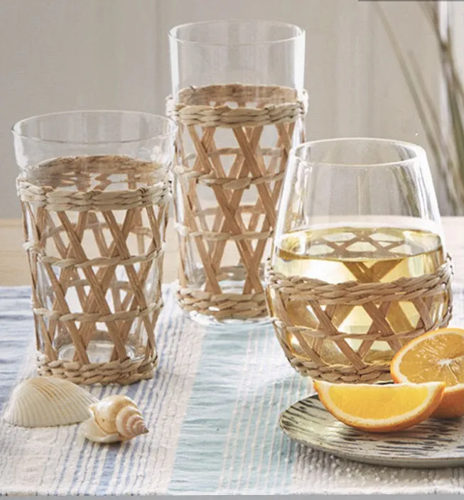 Vintage Tropics Cattail Straw Barware