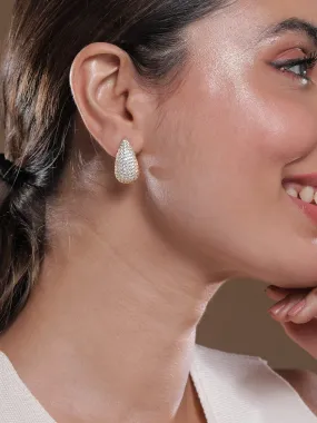 Voguish 22K Gold Plated Sparkling AD & Cubic Zirconia Studded Teardrop Earrings