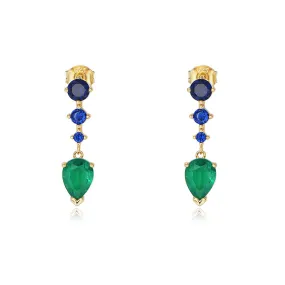 Water Drop Colourful Zircon Long Beading Silver Drop Earrings for Women