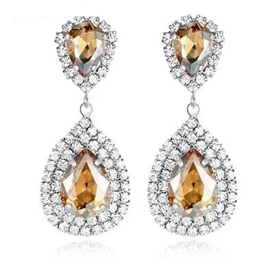 Wedding Crystal Teardrop Dangle and  Drop Earrings Bridal Jewelry Attire