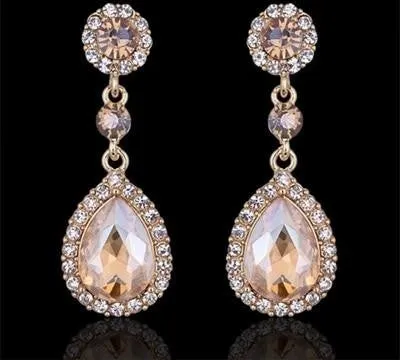 Wedding Crystal Teardrop Dangle and  Drop Earrings Bridal Jewelry Attire