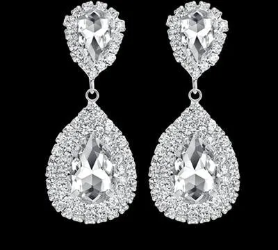 Wedding Crystal Teardrop Dangle and  Drop Earrings Bridal Jewelry Attire