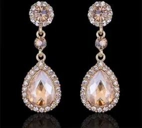Wedding Crystal Teardrop Dangle and  Drop Earrings Bridal Jewelry Attire