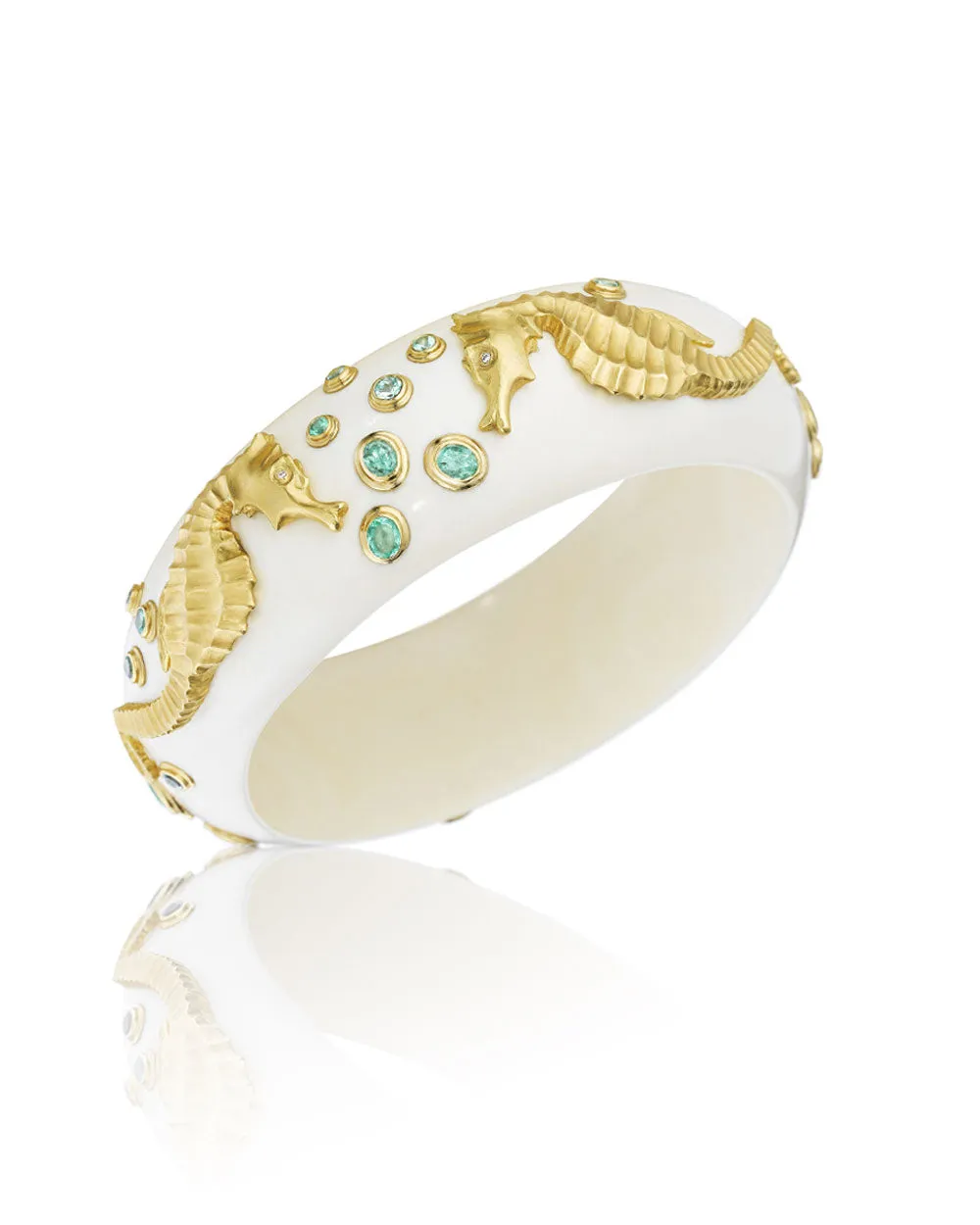 White Coral Seahorse Bangle