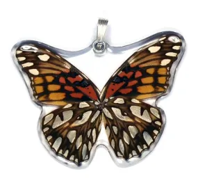 Whole Butterfly Pendant, Mexican Silverspot Butterfly